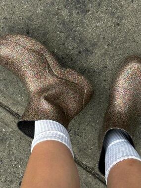 Bottega Veneta Rubber Glitter Accents Rain Boots